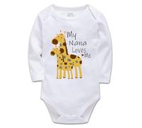 tiansiaben My Nana Loves Me White Long Sleeve Baby Bodysuits Outfits Infant Clothes Romper 0-3 Months