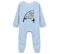 tiansiaben Pack My Diapers I'm Going‘Fishing with Daddy-Funny Cute Infant Creeper, Baby Bodysuit Blue Long Sleeve Rompers