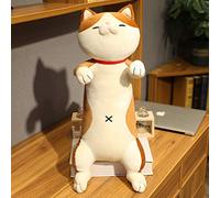 TIANSTON Kawaii Shiba Inu Dog Plush Toy Cute Cat Pillow Stuffed Animal Doll Sleeping Hugging Pillow For Kids/Girls Gift 120cm Brown Cat