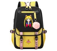 TIANSTON Unisex Classic Lightweight Backpack Teenage Primary Secondary Middle Schoolbag Anime Sailors Moons Rucksack Yellow