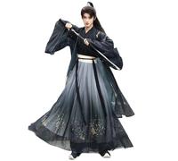 TIANTOO Hanfu Men Women(S-2XL), Chinese Traditional Ancient Cosplay Costume, Comfortable + Built to Last, for Spring, Summer, Autumn,S,Black