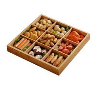 TIANTOO Sectional Wooden Trays, Prevent Mixed Flavors, Can Direct with Food, Rounded Corners, for Hot Pot Restaurants Sushi Plate for Dry Fruits and Candies(35 * 33.5 * 5 Cm),A