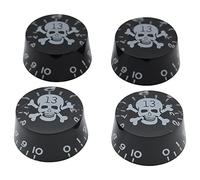 tianwandong Musiclily Basic Metric Coarse 18-Spline Guitar Knobs Tone Volume Speed Control Knobs for Epi LP SG Electric Guitar (Set of 4)(Black Skull)