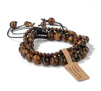 TIANXIAOQWE 4mm/6mm/8mm stone bead three piece adjustable weaving set bracelet