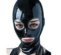 TIANXIAOQWE Black Latex Hood Mask Full Face Riding for Men Women Rubber Masks Cosplay Club Wear Party Props