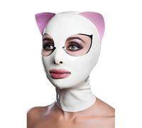TIANXIAOQWE Black Latex Hood with Cat Ears Back Zipper Open Eyes Nose Rubber Mask Cosplay Club Wear Costume Party Props