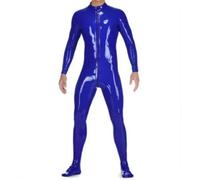 TIANXIAOQWE Christmas 100% Natural Latex Rubber Catsuit Blue Feet Suit Bodysuit Halloween Uniform Masquerade Cosplay