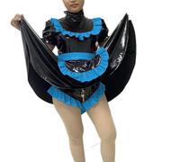 TIANXIAOQWE Sissy Lockable PVC Cute Lolita Maid Dress with Apron for Cosplay Cross Dressing Halloween Club Party