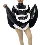 TIANXIAOQWE Sissy Lockable PVC Cute Lolita Maid Dress with Apron for Cosplay Cross Dressing Halloween Club Party