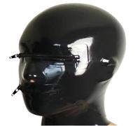 TIANXIAOQWE Unisex Black Double Face Mask Latex Hoods Cosplay Props Party Rubber Catsuits Bodysuits