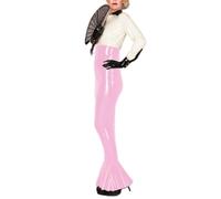 TIANXIAOQWE Women's Sissy High Waist Tight PVC Leather Gothic Pencil Hobble Maxi Skirt for Club Party Night Out Pink