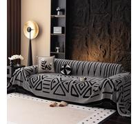 tianxinbaobei Chenille Sofa Throw Cover, Couch Cover Blanket Washable | 180x340cm Light Gray Sofa Throws Large 3 Seater, Sofa Protector from Pet, Plush Settee Cover, Pet Friendly Furniture Cover