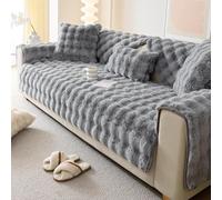 tianxinbaobei Faux Fur Couch Covers for Sofa, Plush Warm Sectional Sofa Covers Washable for 3-4 Cushion Couch,Non-slip Slipcover Sofa Covers for Pet Dog Furniture Protector(1PC,Light Grey,35"x83")