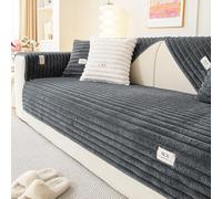 tianxinbaobei Fuzzy Sectional Couch Cover for Sofa, Plush Sofa Covers Washable for Single Cushion Armchair Couch,Non-slip Slipcover Sofa Covers for Pets Furniture Protector(1PC,Dark Grey,35"x35")