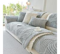 tianxinbaobei Sectional Sofa Covers Washable, Plush Couch Covers for Sofas, Non Slip Couch Cover for Single Cushion Couch, Armchair Sofa Slipcover for Pet Dog Furniture Protect(1PC,28"x28",Light Grey)