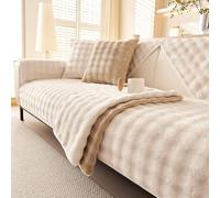 tianxinbaobei Velvet Couch Cover,Faux Fur Sofa Cover,Non-Slip Plush Couch Cover Furniture Protector (White,90x180CM/36 x70/3-stear cover)