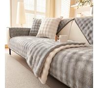 tianxinbaobei Velvet Couch Covers for Sofa, Plush Sectional Sofa Covers Washable for 2-3 Cushion Couch,Non-slip L Shaped Slipcover Sofa Covers for Pet Dog Furniture Protector(1PC,Light Grey,35"x71")