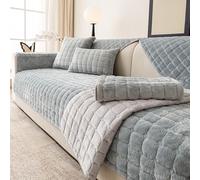 tianxinbaobei Velvet Couch Covers for Sofa, Plush Sectional Sofa Covers Washable for 3-4 Cushion Couch,Non Slip L Shaped Slipcover Sofa Covers for Pet Dog Furniture Protector(1PC,Light Blue,35"x83")