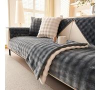 tianxinbaobei Velvet Couch Covers for Sofa, Plush Sectional Sofa Covers Washable for Single Cushion Couch,Non-slip Chair Slipcover Sofa Covers for Pet Dog Furniture Protector(1PC,Dark Grey,35"x35")