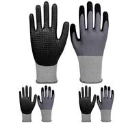 TIANXUAN 3 Pairs Safety Work Gloves Nitrile Coated Safety Work Gloves for Men Dots for Anti Slip Grip Breathable Abrasion for Gardening Logistics Assembly Utilities Mechanic Public Works (Large)