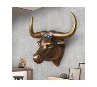 TIANYIA Realistic Retro Bull Head Wall Decor 3D Simulation Resin Animals Head Creative Wall Figurine Bull Head Statue Wall Art