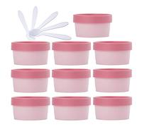 TIANZD 10 Pieces 50ml Pink Mask Mixing Bowl Empty 50g Plastic Storage Jars with Inner Liner for Storage Body Hand Face Cream Lotion Gel Bath Salt Cosmetic with 5x Spatula