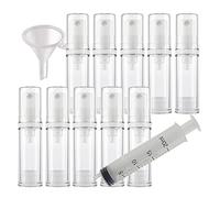 TIANZD 10 Pieces, Portable Empty 5ml Clear Plastic Airless Mist Spray Bottle with White Vacuum Pump Dispenser Sprayer Atomiser for Perfume Fragrance Liquid Travel Refillable 1x Funnel 1x Syringe