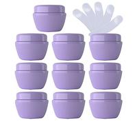 TIANZD 12 Pieces 5ml Empty Plastic Purple Cosmetic Jars with Screw Lid, 5g Small Containers Storage Pot for Cosmetic Travel Homemade Cream Gel Lip Balm Salve + 6x Spatula