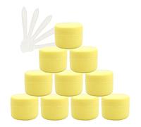 TIANZD 12 Pieces Empty 10ml Yellow Plastic Cosmetic Jars with Screw Lid, 10g Small Pot with Inner Linner for Cosmetic Travel Homemade Cream Gel Lip Balm Salve Storage Containers+ 5X Spatula