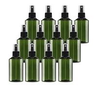 TIANZD 12 Pieces Empty 150 ml Green PET Plastic Fine Mist Pump Spray Bottles with Black Sprayer for Cosmetic Perfume Water Travel Portable Containers Refillable, 2x Funnel