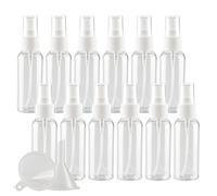 TIANZD 12 Pieces Empty 50 ml Clear PET Plastic Fine Mist Pump Spray Bottles with White Top Portable Sprayer for Perfume Water Cosmetic Travel Containers Refillable, 2x Funnel