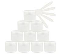 TIANZD 12 Pieces Empty 50ml Clear Plastic Cosmetic Jars with Screw Lid, 50g Small Pot with Inner Linner for Cosmetic Travel Homemade Cream Gel Lip Balm Salve Storage Containers+ 5X Spatula