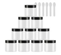 TIANZD 12 Pieces Empty 50ml Transparent Plastic Cosmetic Jars with Black Screw Lid 50g Small Pot for Cosmetic Travel Homemade Cream Gel Lip Balm Salve Storage Containers+ 6x Spatula