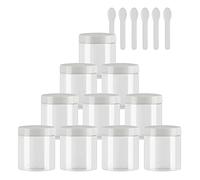TIANZD 12 Pieces Empty 80ml Transparent Plastic Cosmetic Jars with White Screw Lid 50g Small Pot for Cosmetic Travel Homemade Cream Gel Lip Balm Salve Storage Containers+ 6x Spatula