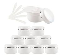 TIANZD 20 Pieces 20ml White Empty Plastic Cosmetic Jars with Screw Lid with Silver Ribbon 20g Small Storage Pot Containers for Homemade Salve Gel Lip Balm Cream Travel, 5x Spatula