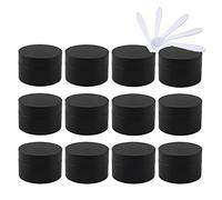 TIANZD 24 Pieces 50ml Matte Black Empty Plastic Cosmetic Jars with Screw Lid Inner Liner 50g Small Containers for Homemade Cream Gel Lip Balm Salve Storage Pot with 6x Spatula