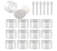 TIANZD 24 Pieces Empty 150ml Transparent Plastic Cosmetic Jars with White Screw Lid 150g Small Pot for Cosmetic Travel Homemade Cream Gel Lip Balm Salve Storage Containers+ 6x Spatula