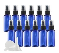 TIANZD 24 Pieces Empty 50 ml Blue PET Plastic Fine Mist Pump Spray Bottles with Black Top Portable Sprayer for Perfume Water Cosmetic Travel Containers Refillable, 2x Funnel