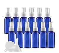 TIANZD 24 Pieces Empty 50 ml Blue PET Plastic Fine Mist Pump Spray Bottles with White Top Portable Sprayer for Perfume Water Cosmetic Travel Containers Refillable, 2x Funnel