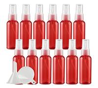 TIANZD 24 Pieces Empty 50 ml Red PET Plastic Fine Mist Pump Spray Bottles with Clear Top Portable Sprayer for Perfume Water Cosmetic Travel Containers Refillable, 2x Funnel