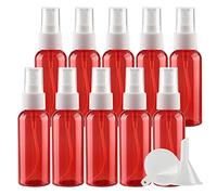 TIANZD 24 Pieces Empty 50 ml Red PET Plastic Fine Mist Pump Spray Bottles with White Top Portable Sprayer for Perfume Water Cosmetic Travel Containers Refillable, 2x Funnel