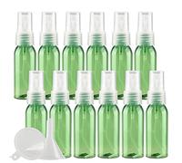 TIANZD 24 Pieces Portable Empty 30 ml Green PET Plastic Fine Mist Pump Spray Bottles with Clear Sprayer for Perfume Water Cosmetic Travel Containers Refillable, 2x Funnel