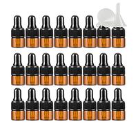 TIANZD 25 Pack Empty 1ml mini Brown Glass Dropper Bottles with Glass Pipette, Small Amber Dropper Bottles for Essential Oil Aromatherapy Blends Vials Vials Travel Sample Containers