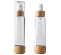 TIANZD 2Pcs Empty 50ml Transparent Airless Pump Bottles Refillable Travel Vacuum Lotion Containers with Pump for Cosmetic Foundation Lotion Gel - No Straws Required with Funnle Syringe