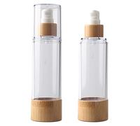 TIANZD 2Pcs Empty 80ml Transparent Airless Pump Bottles Refillable Travel Vacuum Lotion Containers with Pump for Cosmetic Foundation Lotion Gel - No Straws Required with Funnle Syringe