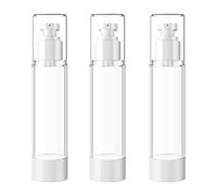 TIANZD 3Pcs Empty 100ml Transparent Airless Pump Bottles Refillable Clear Travel Vacuum Lotion Pump Containers for Cosmetic Foundation Lotion Gel - No Straw Required