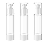 TIANZD 3Pcs Empty 50ml Transparent Airless Pump Bottles Refillable Clear Travel Vacuum Lotion Pump Containers for Cosmetic Foundation Lotion Gel - No Straw Required