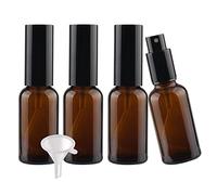 TIANZD 4 Pieces Empty 30ml Brown Glass Spray Bottle, Fine Mist Spray Bottles with Black Sprayer and Metal Cover for Perfume, Aromatherapy, Refillable Travel Cosmetic Containers, 1x Funnel