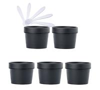 TIANZD 5 Pieces 100ml Black Mask Mixing Bowl Empty 100g Plastic Storage Jars with Inner Liner for Storage Body Hand Face Cream Lotion Gel Bath Salt Cosmetic with 5x Spatula