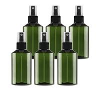 TIANZD 6 Pieces Empty 100 ml Green PET Plastic Fine Mist Pump Spray Bottles with Black Sprayer for Cosmetic Perfume Water Travel Portable Containers Refillable, 1x Funnel